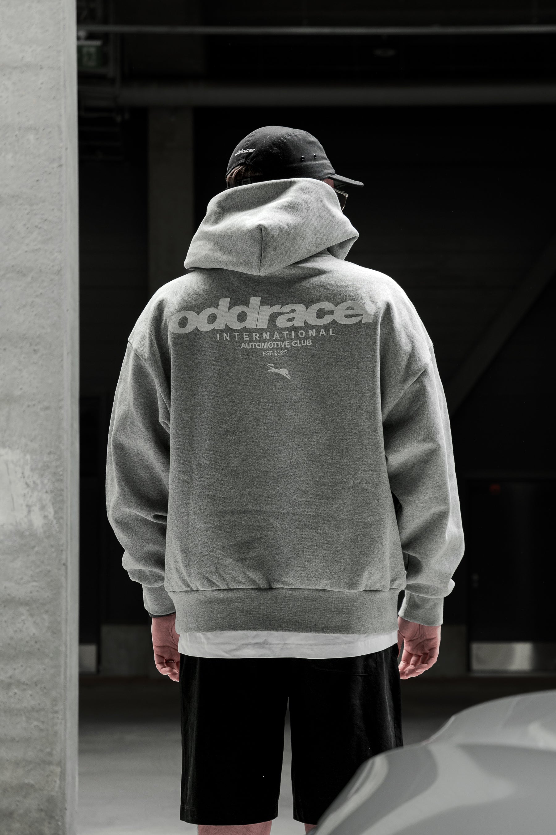 automotive club hoodie gray