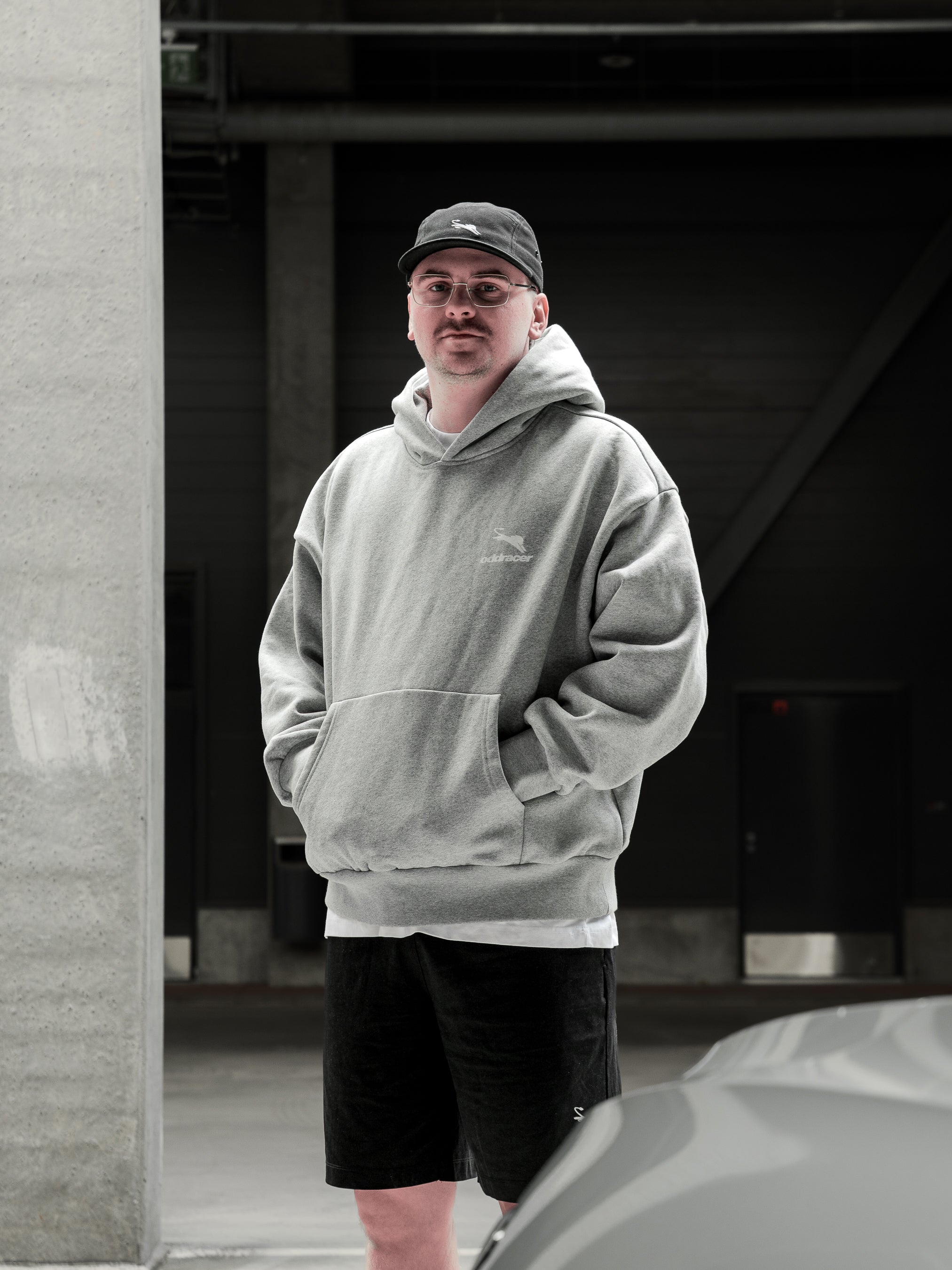 automotive club hoodie gray